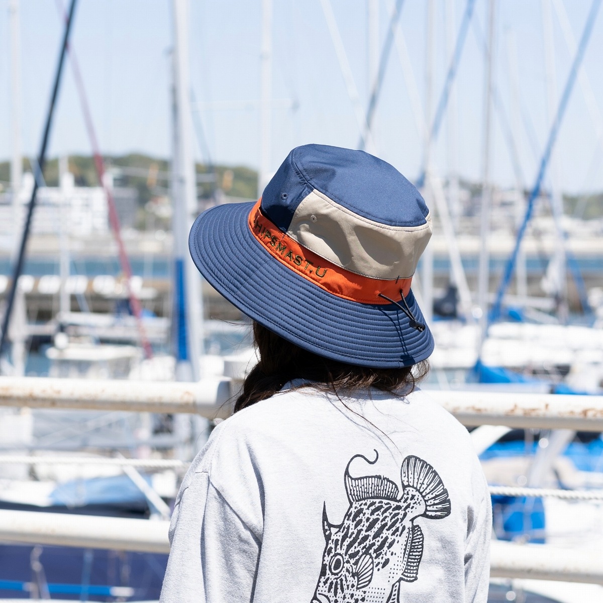 透湿防水ハット【ネイビー×オレンジ】