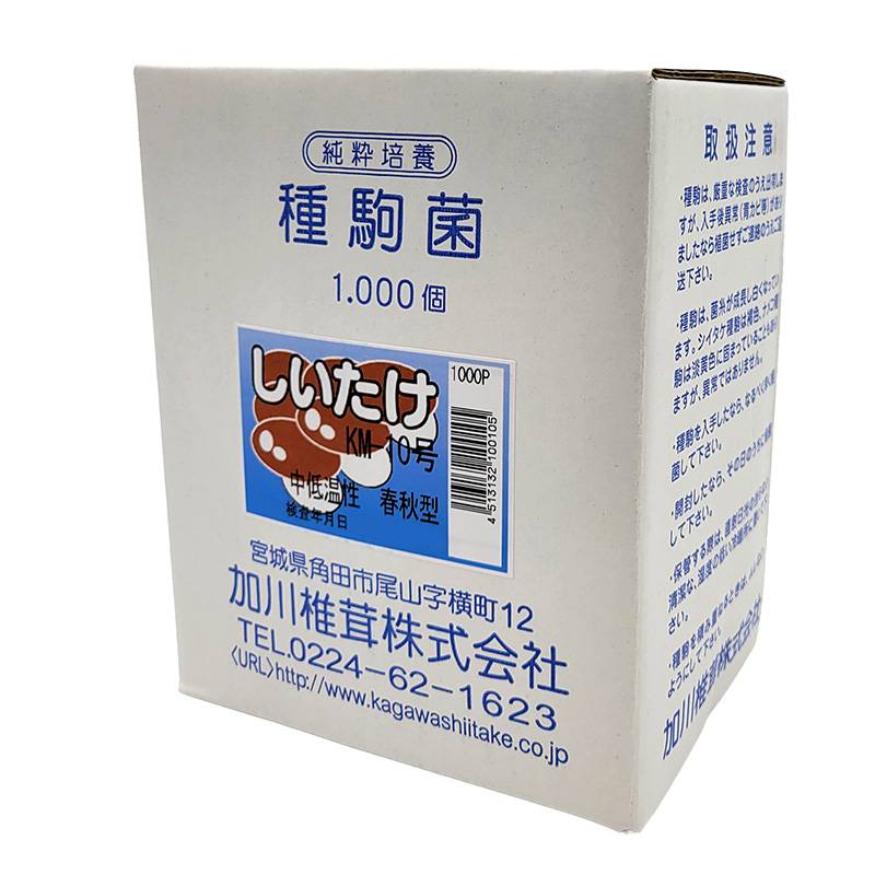 1000個入 種駒 しいたけ KM-10号 丸棒型 食用きのこ菌 キノコ 椎茸 シイタケ 椎茸種駒 加川椎茸 米S DZ 返品不可