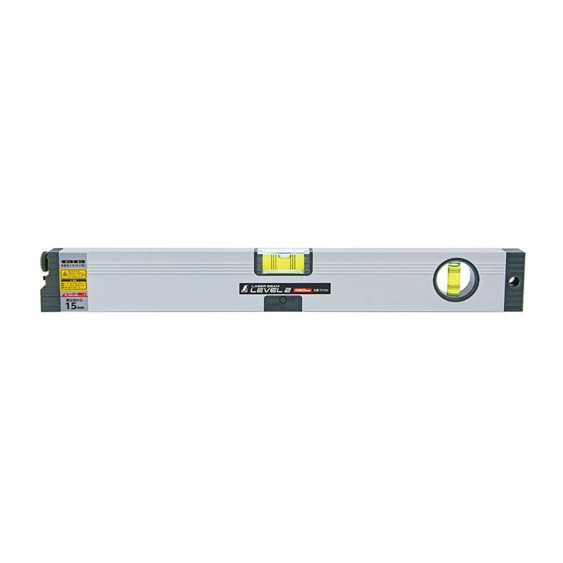 レーザービームレベル2 PSC認証 450mm 76166 LED付 水平気泡管 水平 測定 LASER BEAM LEVEL2 三脚取付可能 シンワ測定 H