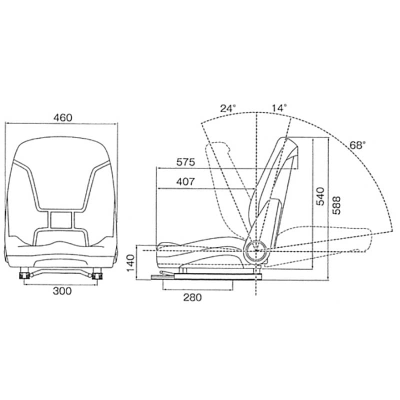農業機械用オペレーターシートリクライニング式KG1071KトラクターミニショベルフォークリフトKBLオK【代引不可】