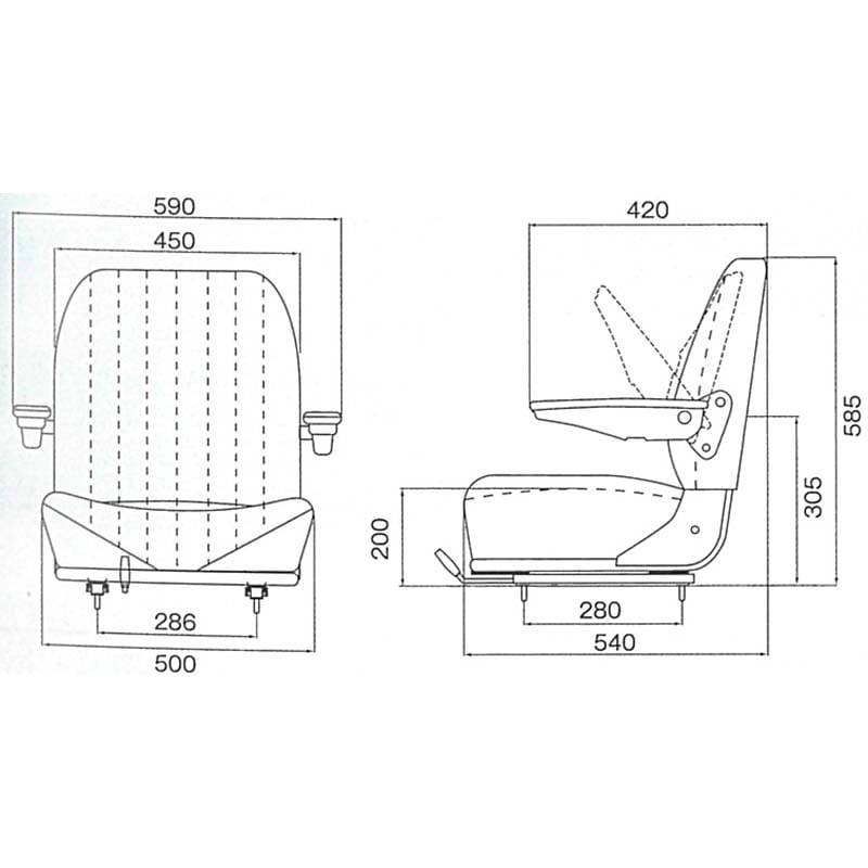 農業機械用オペレーターシートリクライニング式KG0066AモーターグレーダーブルドーザートラクターKBLオK【代引不可】
