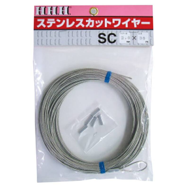 スリーエッチ/HHH SC1.5×50 ステンレスカットワイヤー（端末加工付・パック入） SC1.5×50 ステンレスカットワイヤー(端末加工付・パック入) スリーエッチ ロープ径1.5mm 【通販モノタロウ】 
