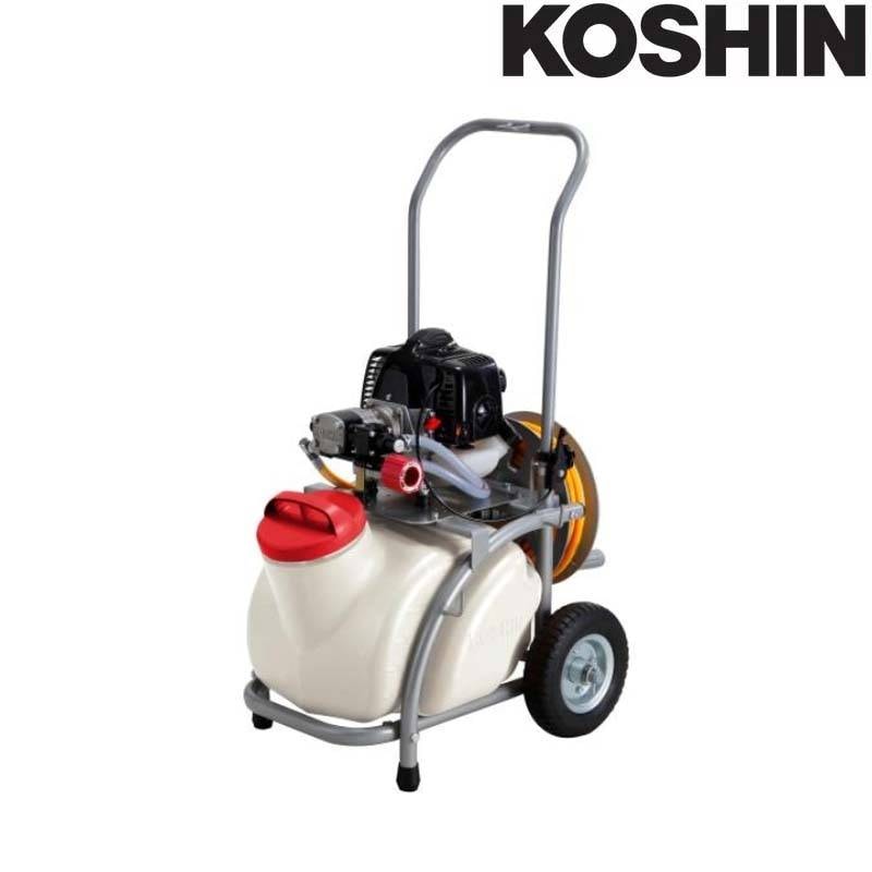 エンジン動噴 ES-25T ホース6mm径 20m 25Lタンクキャリー付 2サイクルエンジン 重量20.5kg ガーデンスプレーヤー 除草 散布 工進 KOSHIN シB 代引不可