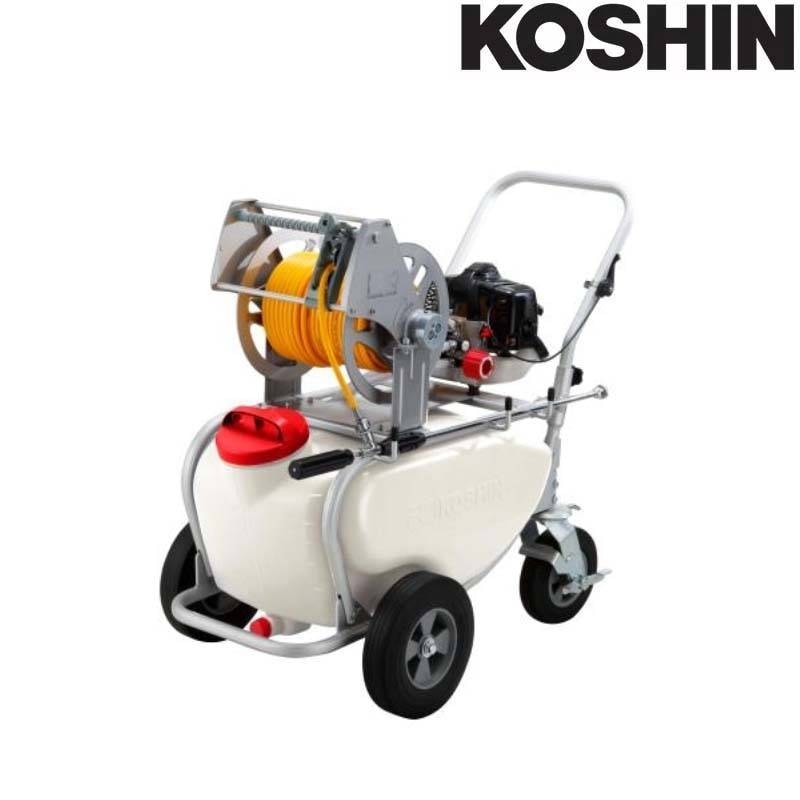 エンジン動噴 ES-50T ホース6mm径 50m 50Lタンクキャリー付 2サイクルエンジン 重量35.5kg ガーデンスプレーヤー 工進 KOSHIN 除草 散布 シB 代引不可