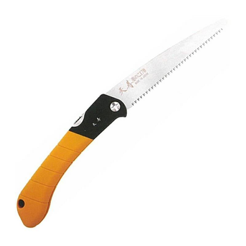 天寿 楽のこ 170 本体 全長 375mm 刃渡り 170mm 板厚 0.6mm 収納時 210mm 重量 140g 剪定鋸 ノコギリ のこぎり 三冨D