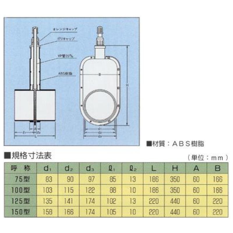 プラスワイズ本店｜用水閘 100型 橙黒 高35cm (水田用 ねじ式 給水口