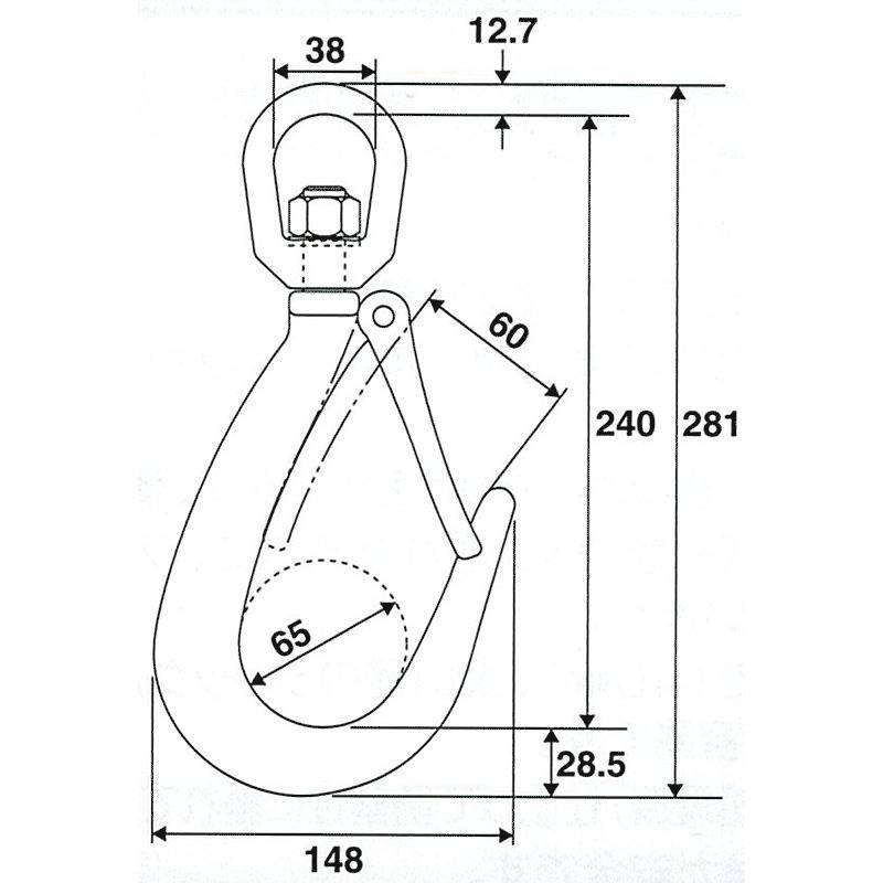 玉掛け 用 スイベル 機能付き ラッチ付 フック YF1.5 使用荷重 1.5トン 自重1.6kg スリーエッチ HHH 代引不可