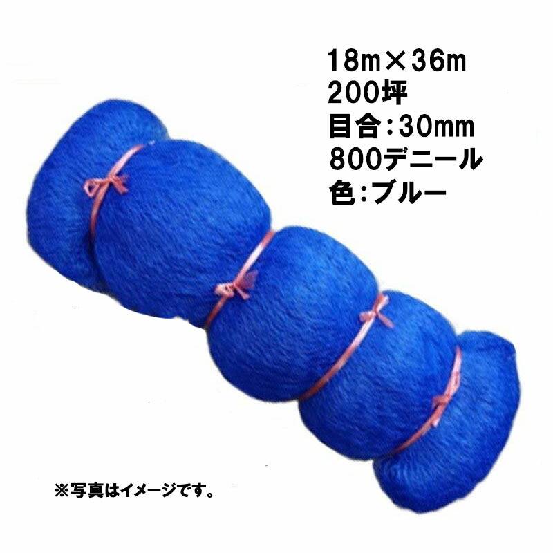 4本 国産 防鳥網 18m×36m 200坪 30mm 目合 800デニール ブルー 防鳥ネット 小商 北海道不可 代引不可