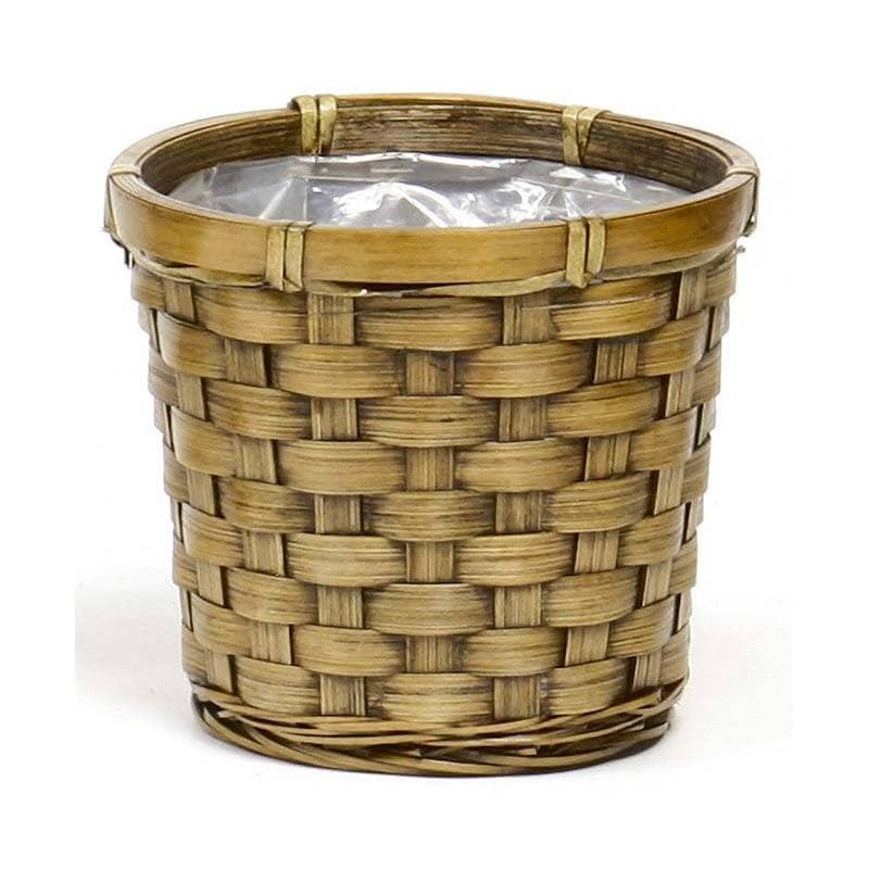 巾広 バンブー ダ鉢 4号 直径15.5×14cm 203-40D かご カゴ バスケット フラワーベース 竹 花材 松K 代引不可