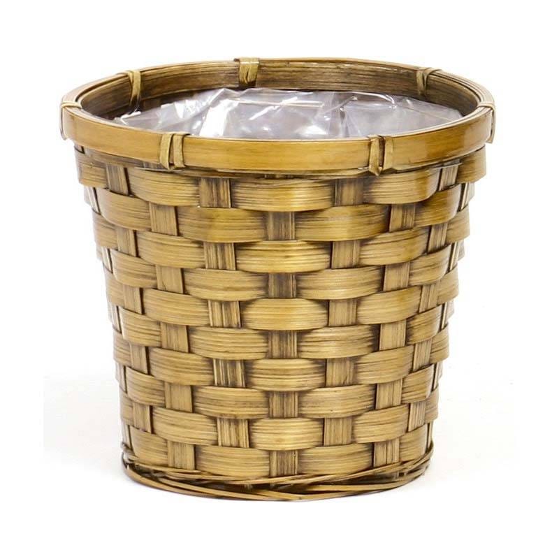 巾広 バンブー ダ鉢 5号 直径18.5×17cm 203-50D かご カゴ バスケット フラワーベース 竹 花材 松K 代引不可