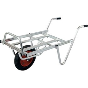 アルミコンテナカー 2個積1輪 アルミ 平型一輪車 ネコ - コンテナ2個載せ用 シN 代引不可