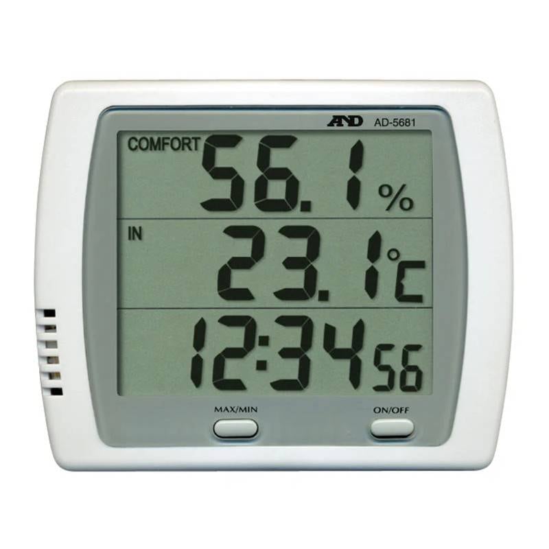 A&D 時計機能付き温湿度計 AD-5681 内部温度測定範囲 -10～+50℃ 計測 計測器 計量 測量 測定 電子 デジタル エーアンドディー 宇N 代引不可