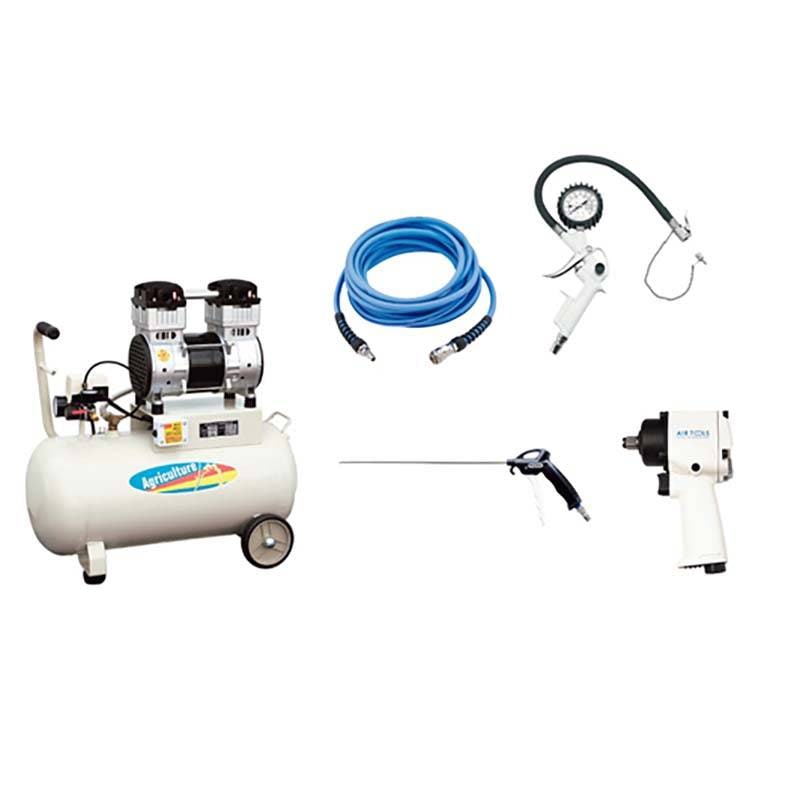 静音 オイルレスエアコンプレッサ 5点セット AG-2039SET タンク容量39L パオック 代引不可
