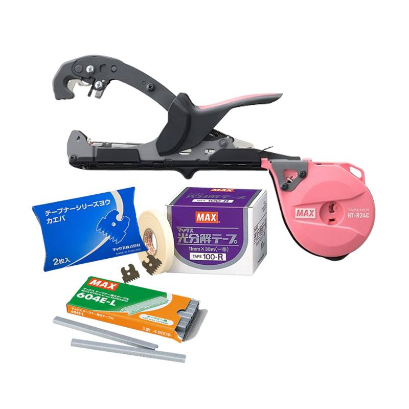 テープナー4点セット 楽らくテープナー HT-R24C スリムタイプ 光分解テープ選択 ステープル604E-L 替刃セット 園芸用 誘引結束機 誘引 結束 マックス MAX DZ
