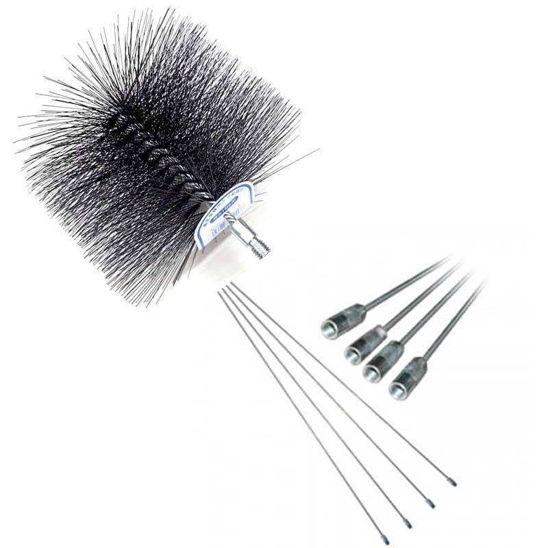 セット 150mm用 煙突掃除 用 ネジ付ワイヤーブラシ と 延長棒4本セット 約3.6m No.501806003 No.X0314 ホンマ製作所 T野 DZ