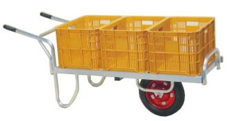 ハラックス コン助 アルミ製 平形一輪車 CN-B60D 20kgコンテナ3個用 ブレーキ付 防J 代引不可