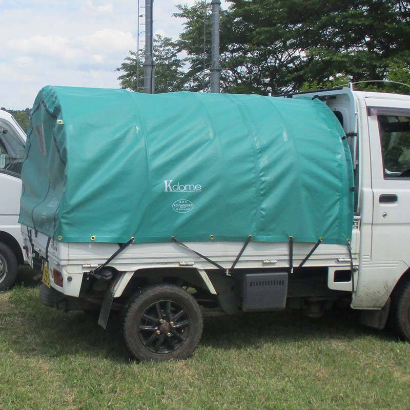 ケードーム グリーン 軽トラック用幌 Kドーム Kdome アウトドア トラックテント 運搬 農業 災害 避難 地震 天災 会社 地域 防災 備え ナショナルマリン 代引不可