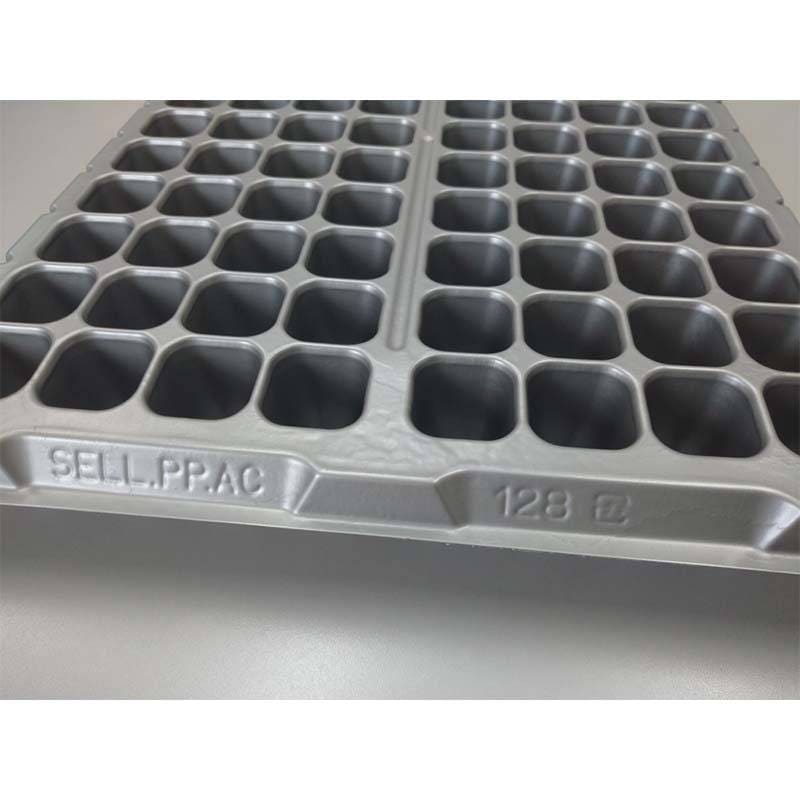 100枚 セルトレー 銀 128穴 角穴 上穴あり 280×545mm ポリプロピレン 国産 インチタイプ 育苗トレー セルトレイ アンドウケミカル サT 個人宅配送不可 代引不可