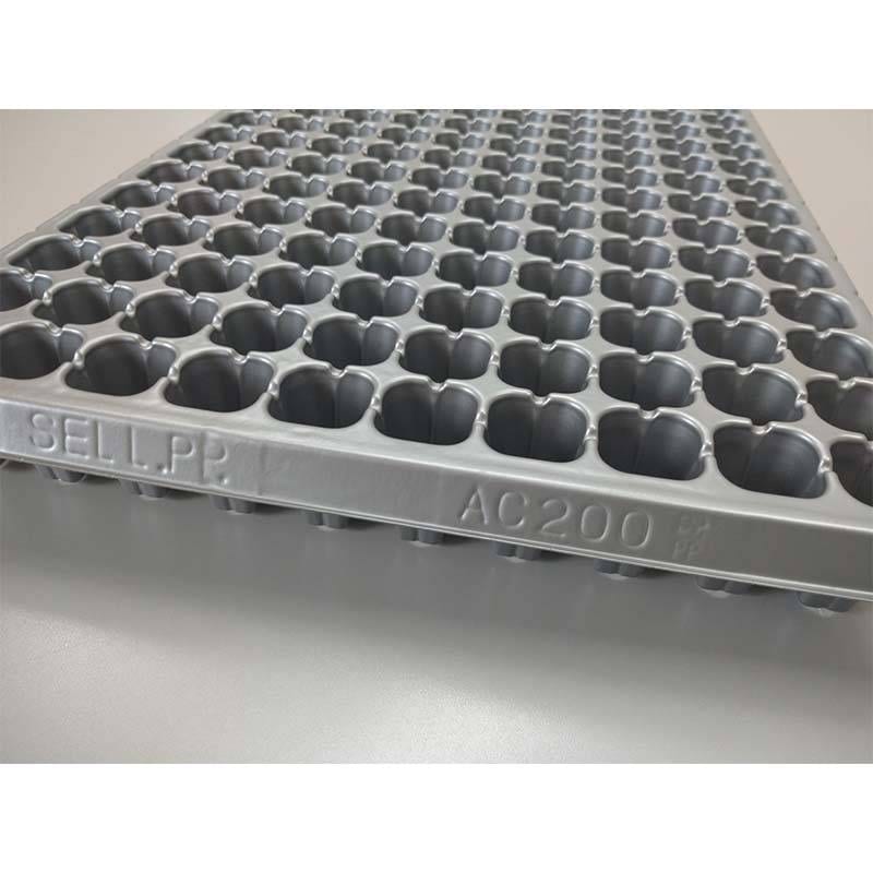 100枚 セルトレー 銀 200穴 角穴 280×545mm 上穴なし ポリプロピレン 国産 インチタイプ 育苗トレー セルトレイ アンドウケミカル サT 個人宅配送不可 代引不可