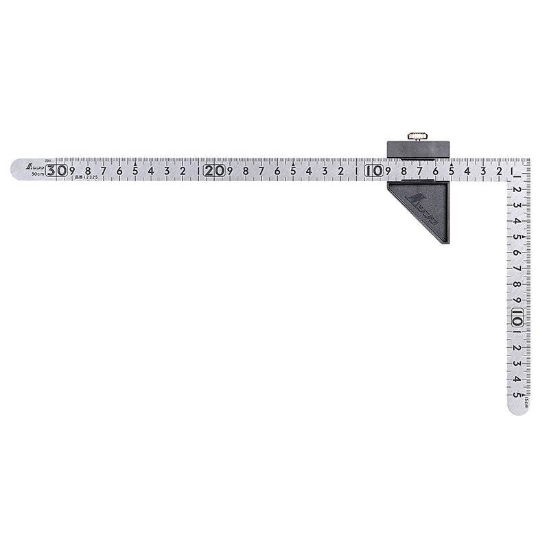 曲尺 小型 30×15cm 表裏同目 ストッパー付 平 ステン 測定 12441 シンワ測定 H