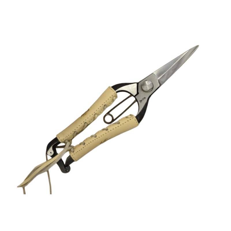 剪定ばさみ 双刃型両刃芽切鋏 8インチ 金止 本革巻 みきかじや村 TS062 はさみ 芽切鋏 園芸 剪定 三冨D
