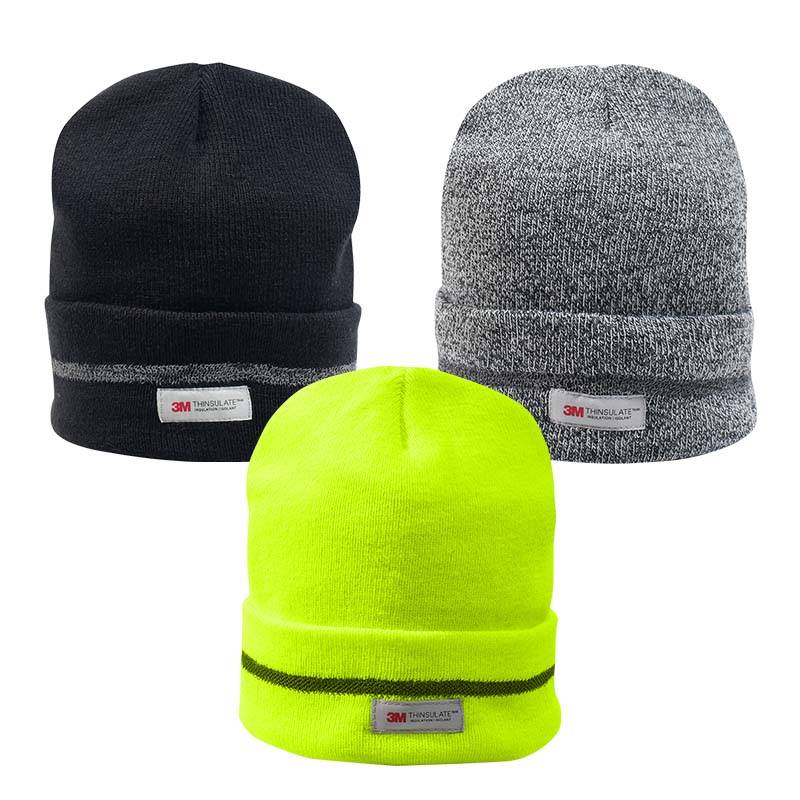 帽子 反射ライン入りハイビズワッチ帽 AG-68 防寒 保温 反射材 冬 アウトドア スポーツ 除雪 作業 カヴァーワーク D