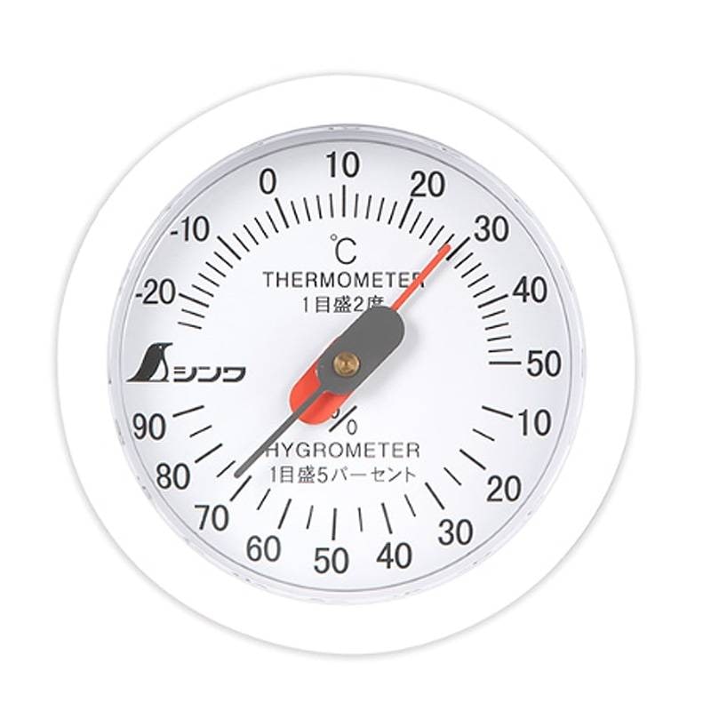 温湿度計 丸形 ホワイト U-3 6.5cm 72695 71×21mm 30g 壁掛 フック穴付 シンプル 白 シンワ測定 H