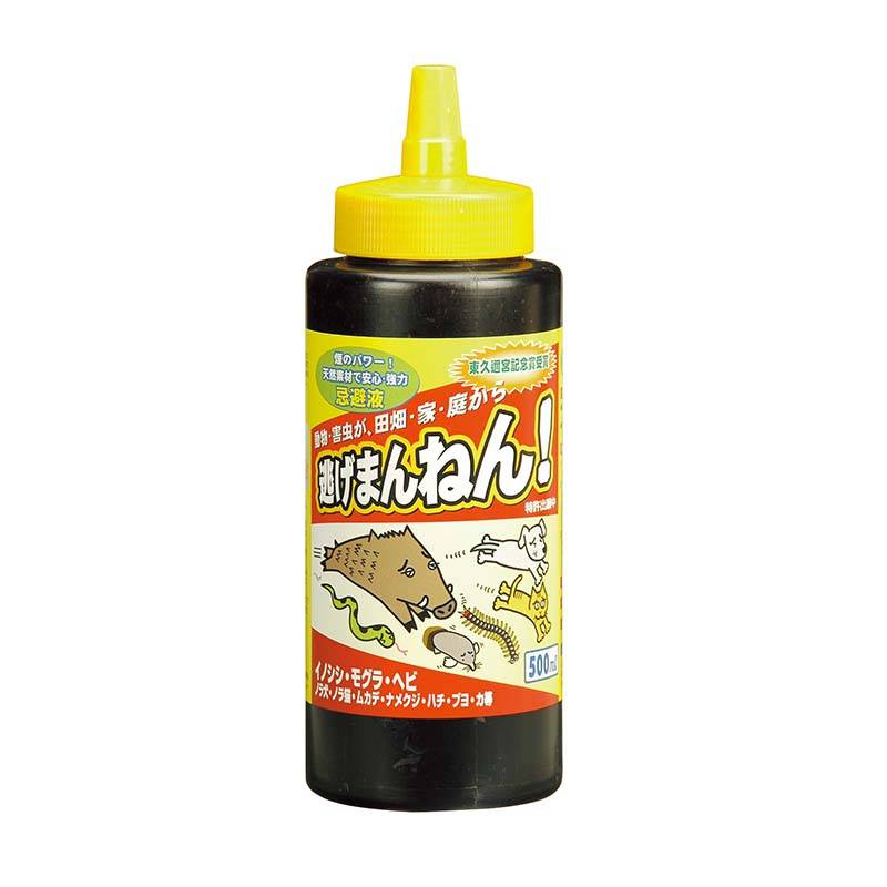 害獣忌避液 逃げまんねん！ 液体タイプ 500ml 24本 マツモト 動物除け 虫除け 忌避剤 猪 モグラ ヘビ 猫 ムカデ ハチ 害獣対策 カ園 個人宅配送不可 代引不可