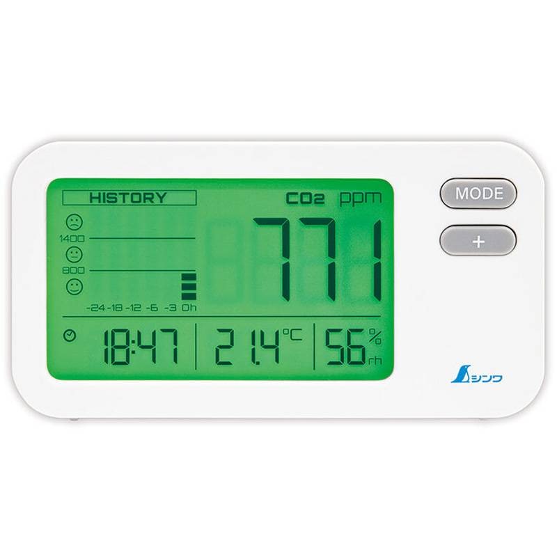 デジタル 二酸化炭素濃度計 光学式補正機能付 78977 55×105×33mm 86g 二酸化炭素濃度0～9.999ppm 温度0～50℃ 湿度0～99％ シンワ測定 H