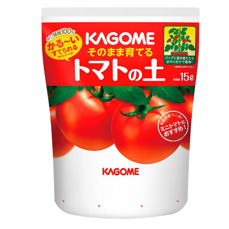 6袋 KAGOMEそのまま育てるトマトの土 15L 家庭菜園 トマト ココヤシガラ ハスクチップ ガーデニング プロトリーフ PROTOLEAF カ園 代引不可 個人宅配送不可