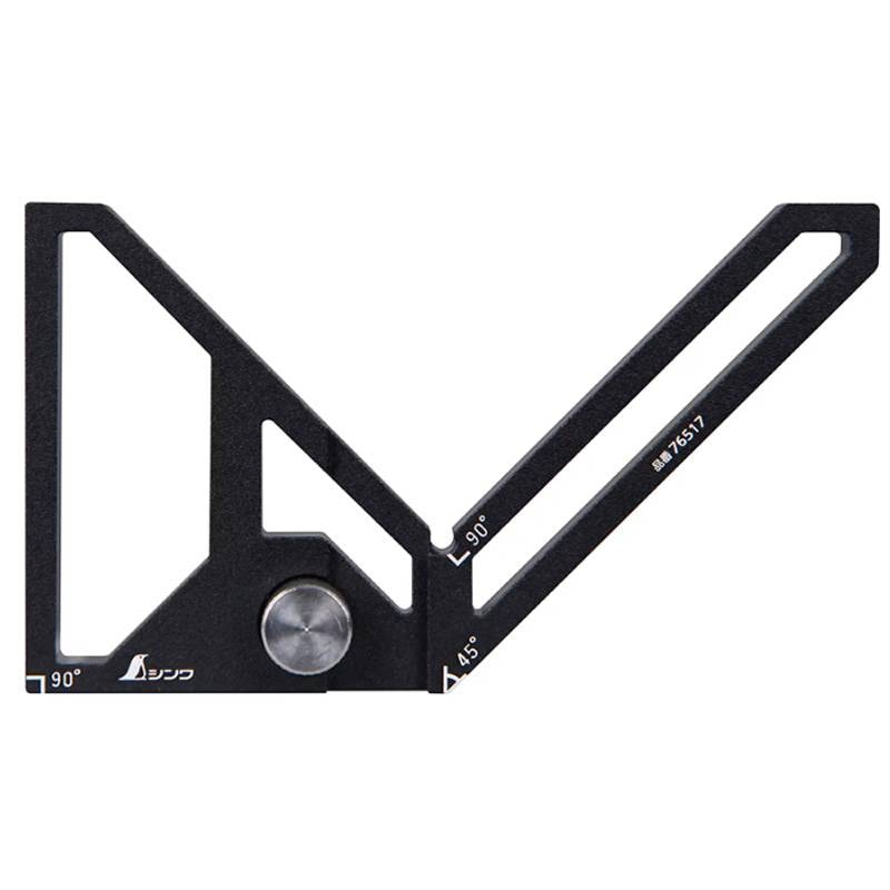 直尺用 センターガイドスコヤ アルミ製 76517 15cm用 ブラック 65×112×21mm 75g ケガキ 定規 測定 中心出し 深さ測定 工具 シンワ測定 H