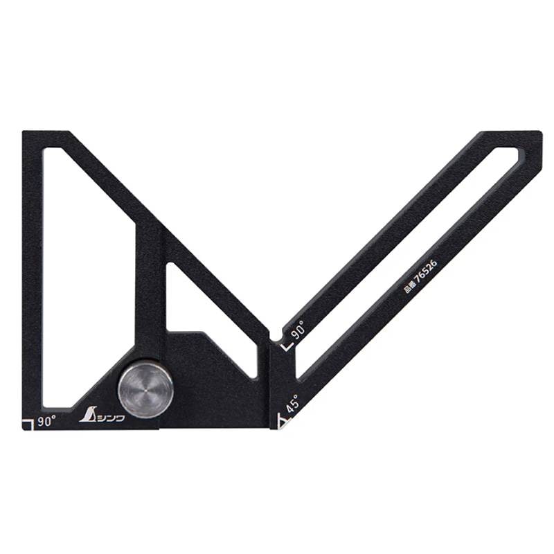 直尺用 センターガイドスコヤ アルミ製 76526 30cm用 ブラック 65×112×21mm 73g ケガキ 定規 測定 中心出し 深さ測定 工具 シンワ測定 H