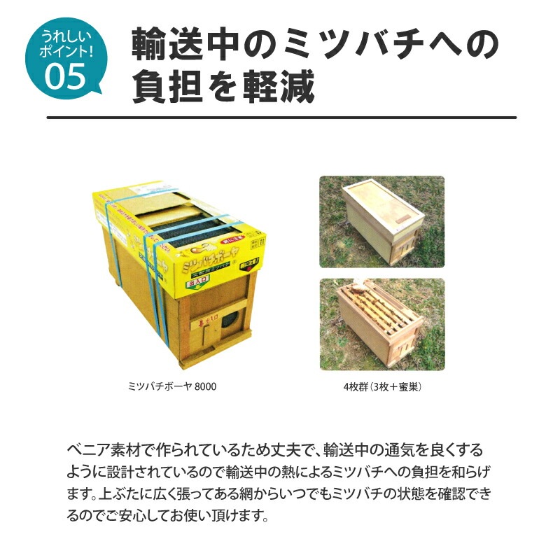 ミツバチ 受粉用 ミツバチボーヤ8000 長期 交配用 女王蜂付 蜜蜂 8000匹 花粉 交配 授粉 蜂 はち スイカ メロン ピーマン ナス イチゴ 西岡養蜂園 タS 代引不可