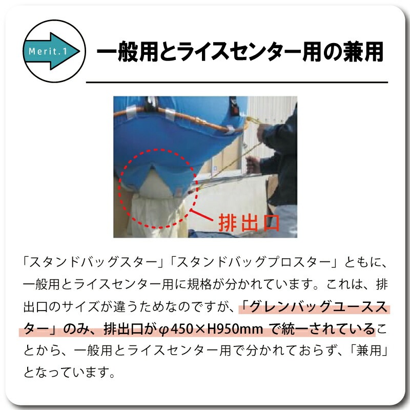 1個 グレンバッグユーススター 1300L 750kg ライスセンター 一般乾燥機 兼用 自立式 米 稲刈り 籾 もみ 麦 大麦 豆 収穫 出荷 移動 フレコン 田中産業 シBDZ