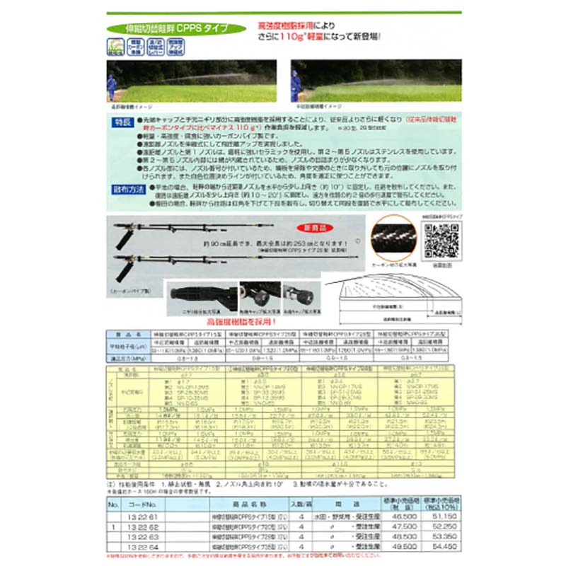 伸縮 切替 畦畔 CPPSタイプ 20型 G3/8 (132262) 噴口 ヤマホ 工業 防J 個人宅配送不可 代引不可