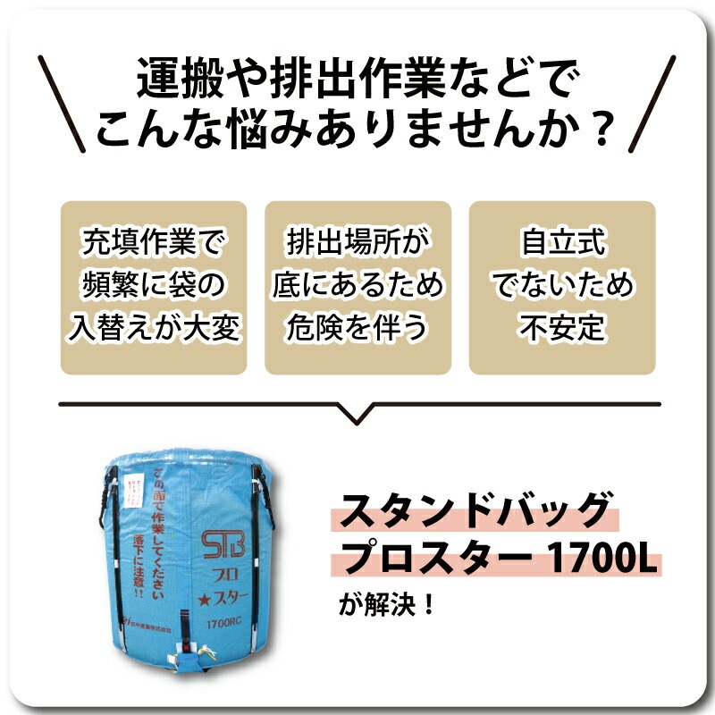 1個 スタンドバッグプロスター 1700L 1t ライスセンター専用 自立式 米 麦 大豆 小豆 稲刈り 収穫 出荷 運搬 収穫袋 おすすめ フレコンバッグ 田中産業 シBDZ