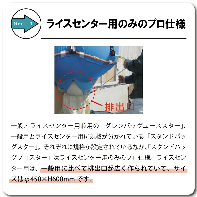 1個 スタンドバッグプロスター 1700L 1t ライスセンター専用 自立式 米 麦 大豆 小豆 稲刈り 収穫 出荷 運搬 収穫袋 おすすめ フレコンバッグ 田中産業 シBDZ