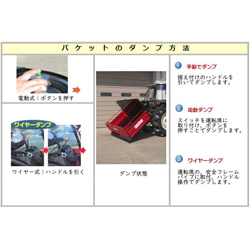 角型バケット NKD-165C-D 3点リンク直装 電動ダンプ付 イガラシ機械工業 採土 ダンプ 運搬 落下防止バー付き オK 個人宅配送不可 代引不可
