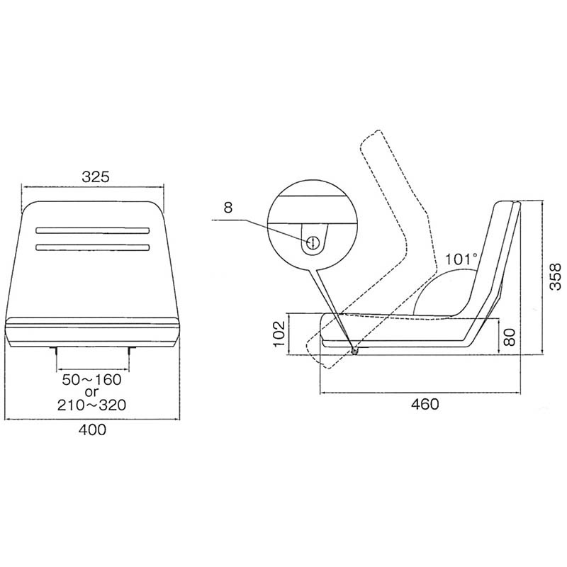 農業機械用 オペレーターシート 跳ね上げ式 ブラック ST0064SI トラクター 田植機 フォークリフト KBL 代引不可