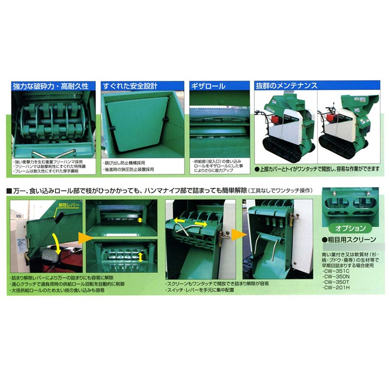 破砕機 チッパー CW-352C (6) 粗目スクリーン クローラ式 10馬力 サイトー 斉藤農機製作所 オK 個人宅配送不可 代引不可