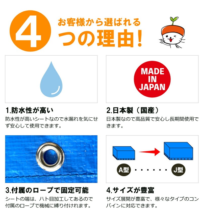 ブルー コンバインカバー D型 幅1800×長さ4100×高さ1600mm 3条刈グレンタンク用 カバー シート 稲刈 稲刈り 雨 風 保管 メンテナンス 防水 日本製 コM DZ