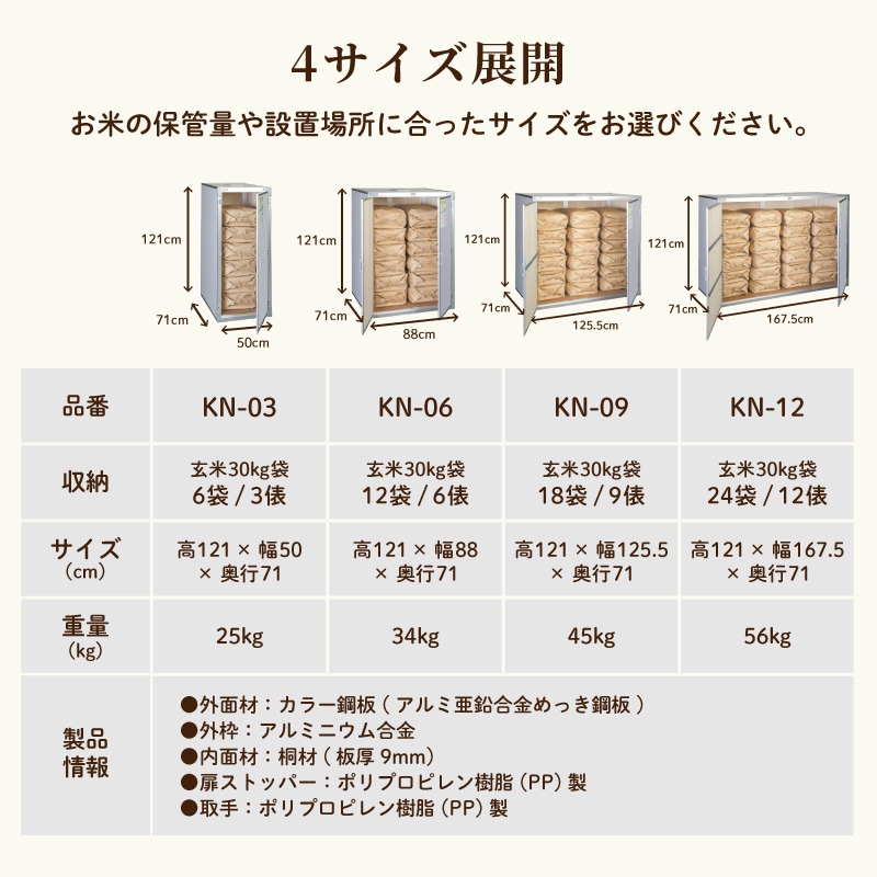 総桐米保管庫 6俵用 30kg入袋で12袋 KN-06 風穴通気孔付 組立式 川辺製作所 防湿 防カビ ネズミ等 害獣対策 保管 保存 KN06 北海道不可 代引不可