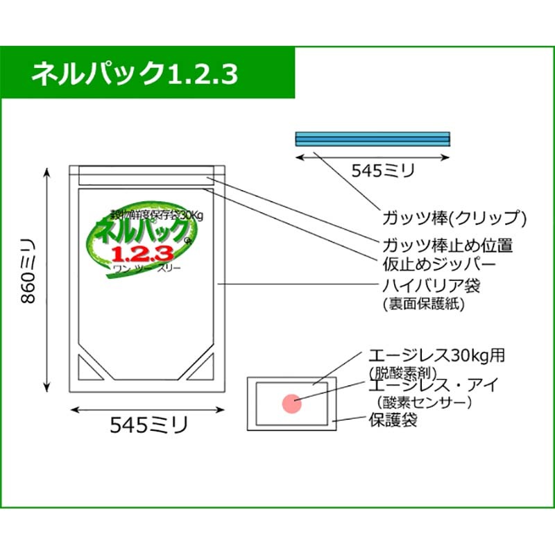 ネルパック 1.2.3 30kg お米 米 コメ 保存 保管 長持ち 鮮度 酸化 常温 保管方法 防虫 保存方法 穀物用 乾燥 臭い におい におい移り おすすめ 一色本店 ハオ DZ