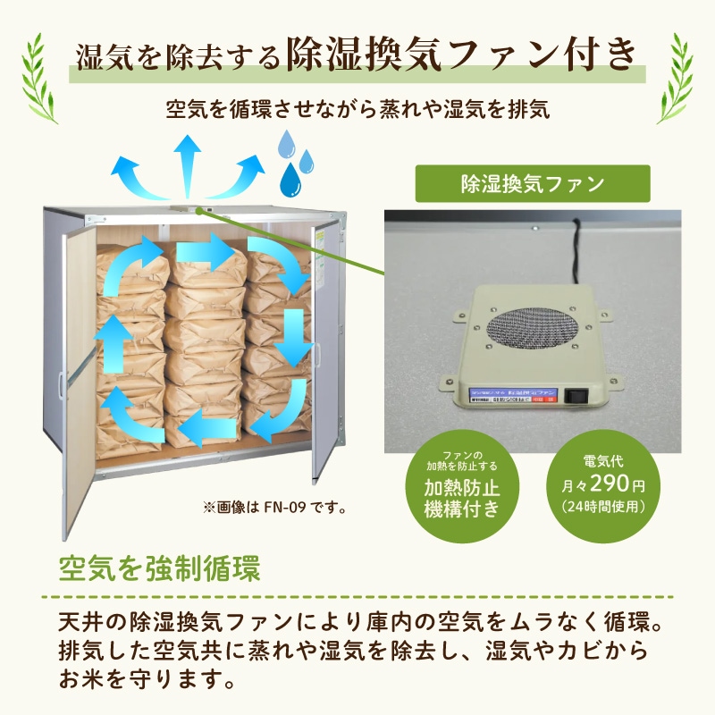 総桐米保管庫 3俵用 30kg入数で6袋 FN-03 除湿換気ファン付 組立式 川辺製作所 防湿 防カビ ネズミ等 害獣対策 FN03 北海道不可 代引不可
