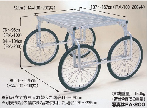 ハラックス 楽太郎 アルミ 製 収穫台車 RA-100 防J 代引不可