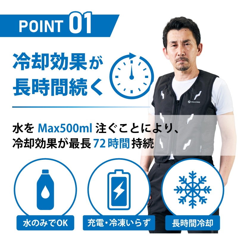 プラスワイズ本店｜注水式ベスト Bodycool Smart-X 黒 M/L/XL INUTEQ