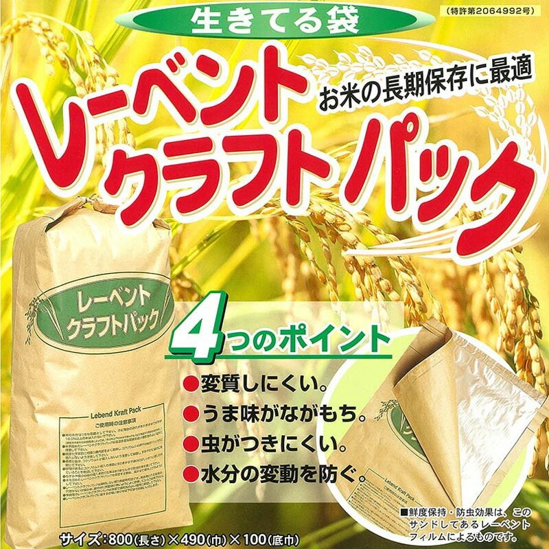 長期保存用米袋 レーベントクラフトパック 30kg 用 特殊3層構造 米袋 長期 保管 保存 お米 防虫 効果 カビ 虫 対策 人気 おしゃれ おすすめ シンプル 日J DZ