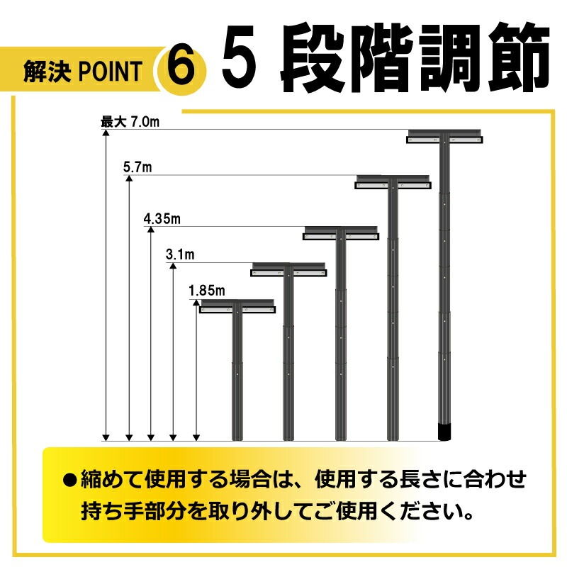 7m 5段式 ホッカイ棒 SO-1019 アルミ 伸縮式 雪下ろし 棒 屋根 カーポート 雪おろし 雪降ろし 雪落とし 雪おとし 雪かき 雪庇落とし 道具 除雪 セキカワ フTD