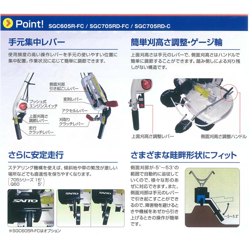 畦畔草刈機 フリー刃タイプ SGC705RD-FC サイクロン式 エアクリーナ仕様 サイトー 斉藤農機製作所 オK 個人宅配送不可 代引不可