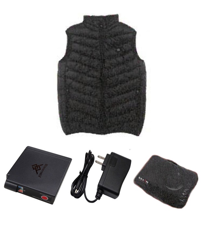 立ち襟ヒートベストセット バッテリー + 充電器 収納バッグ付き JA3010SET 三愛 ウェア 防寒 電気 電熱 温暖 保温 三冨 D